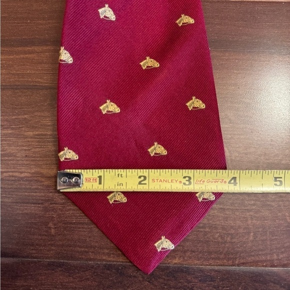 LAUREN Ralph Lauren Red 100% Silk Handmade Jacquard Necktie Made In USA - Picture 9 of 10